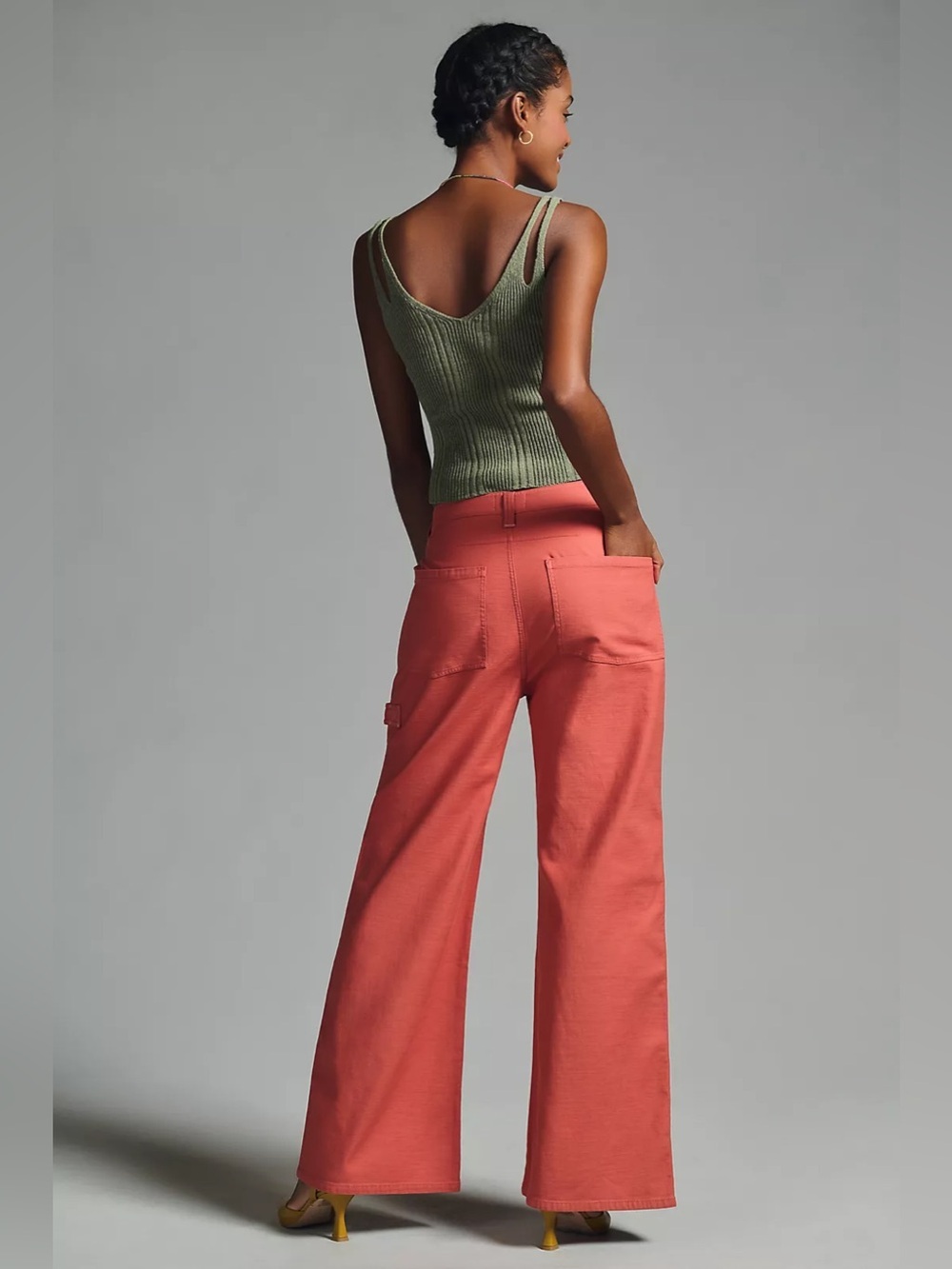 Anthropologie Pilcro Cotton Twill High Rise Wide Leg Utility Cargo Pants Size 26